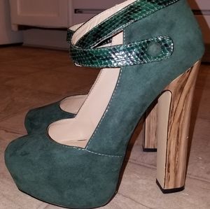 Green Platform Heels Size 8